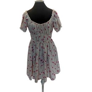 NWT Sim & Sam Floral Linen Blend Baby Doll Wench Dress Floral Medium New